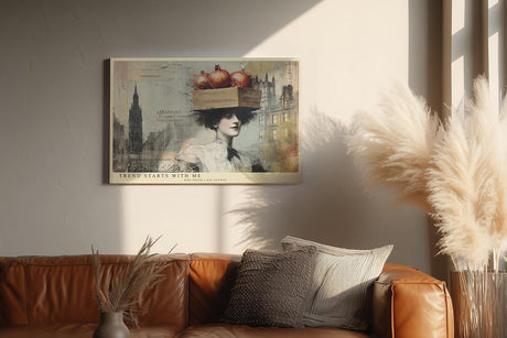 Paul Sinus Wandbild 120x80cm Vintage Paris Frau Mode Collage LeinWandbild 120x80cm Elegante Stadt Kunst Wanddekoration