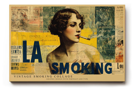 Paul Sinus Wandbild 120x80cm Vintage Portrait Collage Retro Frau Typografie Kunst Grafikdesign Poster Stil