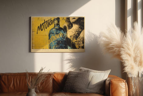 Paul Sinus Wandbild 120x80cm Vintage Spirituosen Flasche Pop Art Collage moderne Bar Kunst Wanddekoration Wohnzimmer Bar