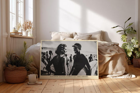 Paul Sinus Wandbild 120x80cm Vintage Strand Szene mit Surfern Schwarz Weiss Fotografie Sommer Lifestyle Wanddekoration