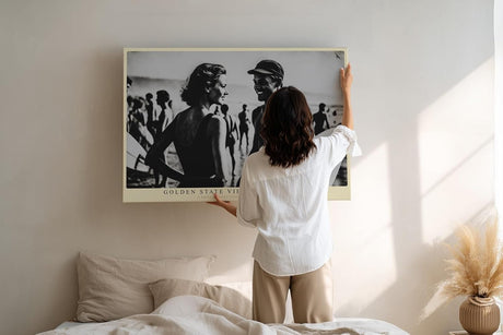 Paul Sinus Wandbild 120x80cm Vintage Strand Szene mit Surfern Schwarz Weiss Fotografie Sommer Lifestyle Wanddekoration