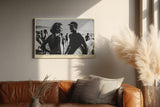 Paul Sinus Wandbild 120x80cm Vintage Strand Szene mit Surfern Schwarz Weiss Fotografie Sommer Lifestyle Wanddekoration
