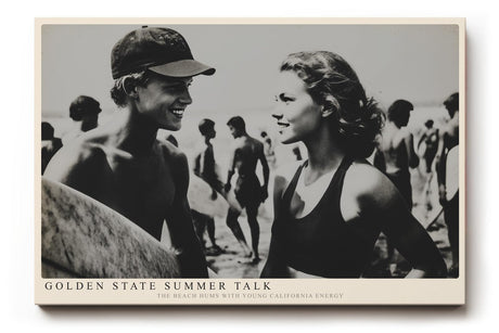 Paul Sinus Wandbild 120x80cm Vintage Strand Szene Surfer Sommer Fotografie Schwarz Weiss moderne Retro Wanddekoration
