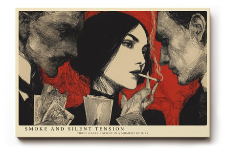 Paul Sinus Wandbild 120x80cm Vintage Szene Portrait Kunstmotiv Grafische Illustration mit drei Figuren und starker Kontrastwirkung