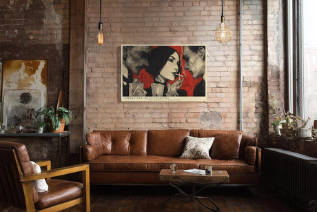 Paul Sinus Wandbild 120x80cm Vintage Szene Portrait Kunstmotiv Grafische Illustration mit drei Figuren und starker Kontrastwirkung
