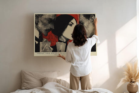 Paul Sinus Wandbild 120x80cm Vintage Szene Portrait Kunstmotiv Grafische Illustration mit drei Figuren und starker Kontrastwirkung