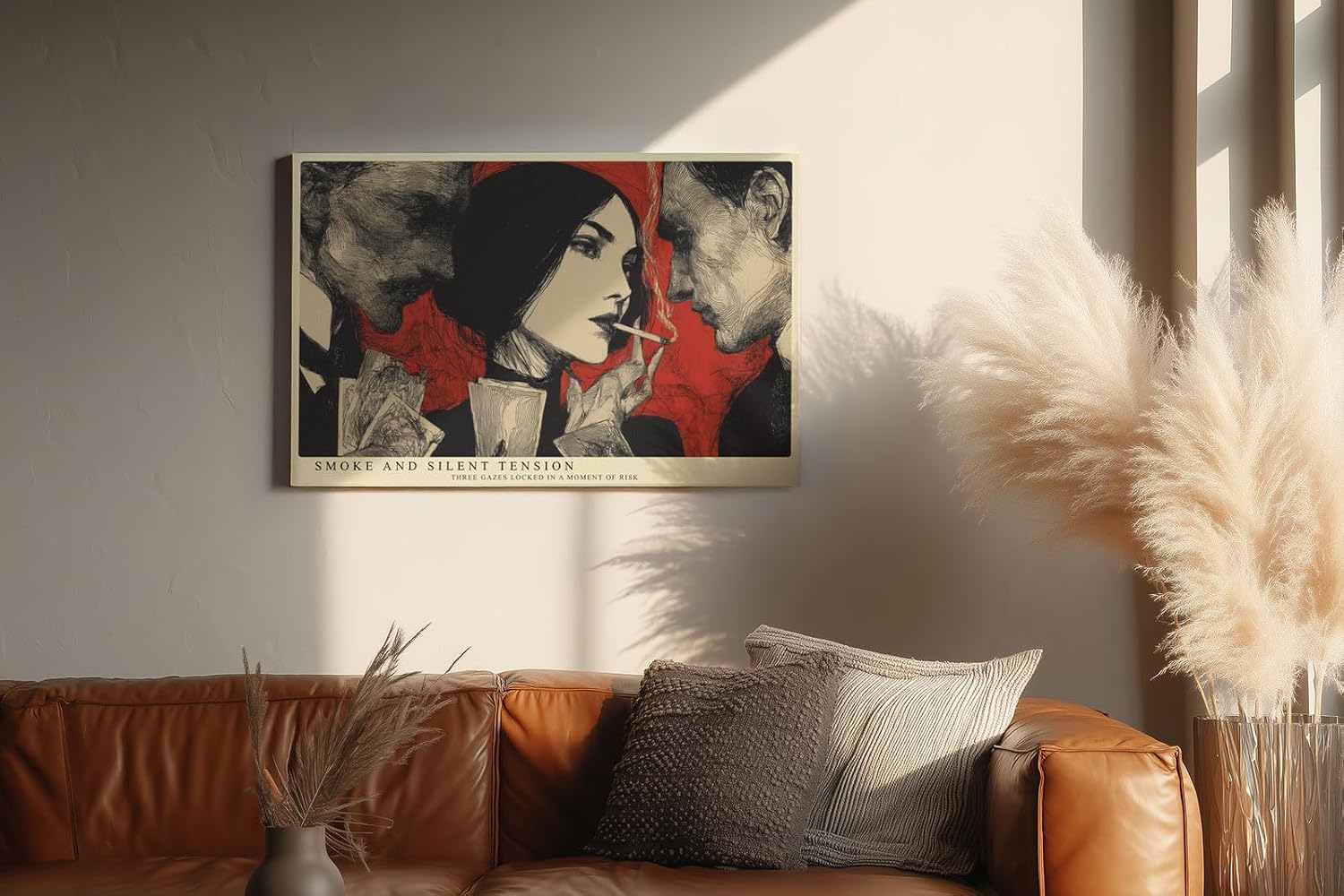 Paul Sinus Wandbild 120x80cm Vintage Szene Portrait Kunstmotiv Grafische Illustration mit drei Figuren und starker Kontrastwirkung
