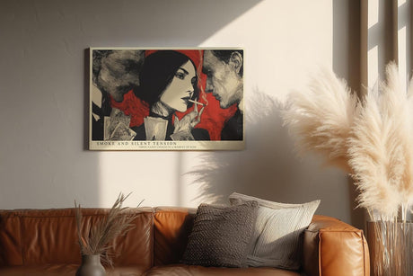 Paul Sinus Wandbild 120x80cm Vintage Szene Portrait Kunstmotiv Grafische Illustration mit drei Figuren und starker Kontrastwirkung