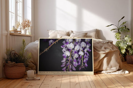 Paul Sinus Wandbild 120x80cm violette Glyzinien Bluetenhaenge florale Naturfotografie elegante Blumen Wanddekoration fuer Wohnzimmer Büro