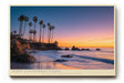 Paul Sinus Wandbild Visit California Coast Traumhafte Küstenlandschaft Kaliforniens mit Palmen, Felsen und farbenprächtigem Sonnenuntergang über dem Pazifik.