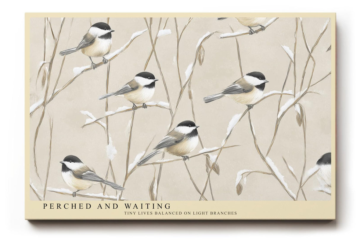 Paul Sinus Wandbild 120x80cm Voegel auf Zweigen Illustration naturfarben beige sanfte Naturkunst Kunstdruck grosses Wandbild 120x80cm stilvolle Wanddekoration fuer Wohnzimmer Flur Büro