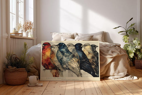 Paul Sinus Wandbild 120x80cm Voegel Reihe modern bunt Tierkunst Illustration Kunstdruck grosses Kunstbild stilvolle Wanddekoration fuer Wohnzimmer Büro Flur