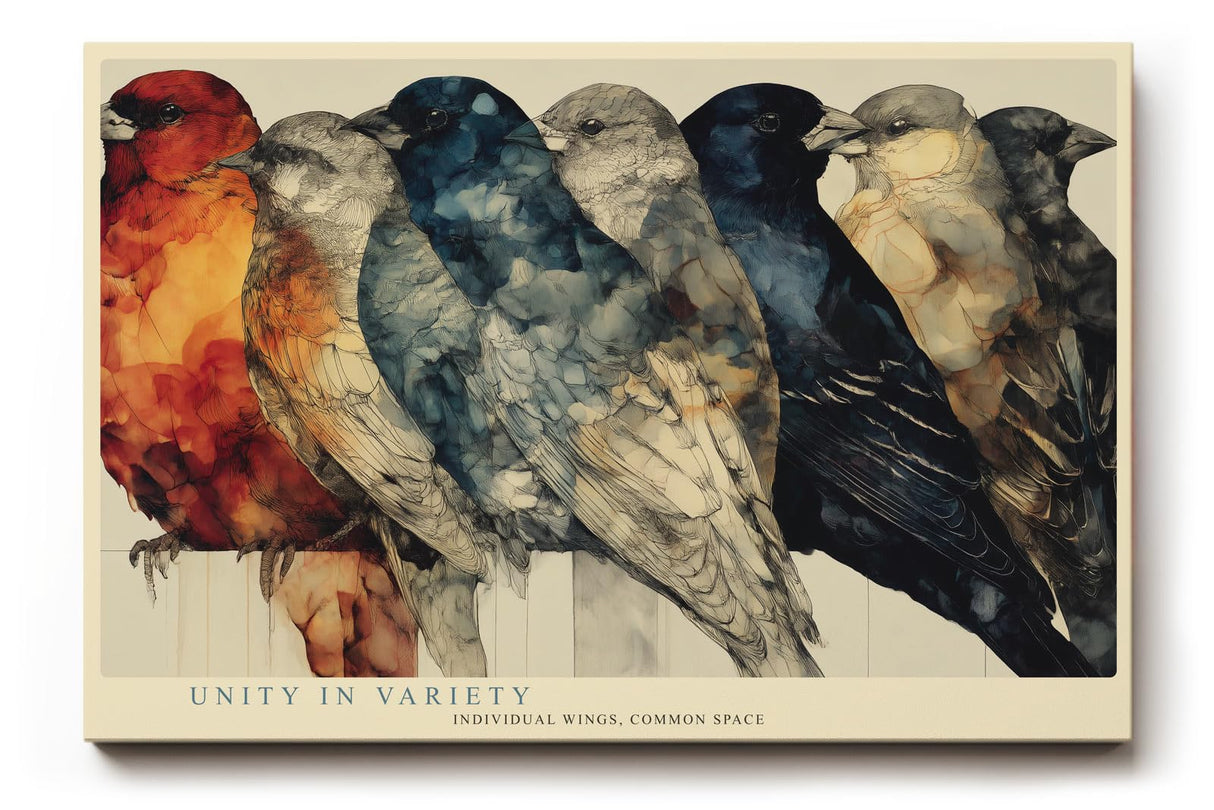 Paul Sinus Wandbild 120x80cm Voegel Reihe modern bunt Tierkunst Illustration Kunstdruck grosses Kunstbild stilvolle Wanddekoration fuer Wohnzimmer Büro Flur