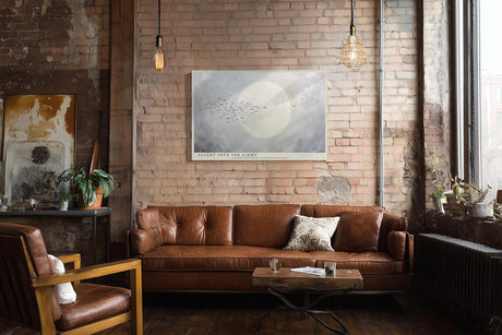 Paul Sinus Wandbild 120x80cm Voegel vor Mond minimalistische Himmelslandschaft ruhige Natur Kunst stilvolle Wanddekoration fuer Wohnzimmer Büro