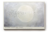 Paul Sinus Wandbild 120x80cm Voegel vor Mond minimalistische Himmelslandschaft ruhige Natur Kunst stilvolle Wanddekoration fuer Wohnzimmer Büro