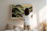 Paul Sinus Wandbild 120x80cm Vogel im Flug Asiatische Landschaft Kunstmotiv Baum und Nebel Natur Szene