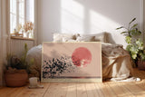 Paul Sinus Wandbild 120x80cm Vogelschwarm vor großer roter Sonne modernes Naturmotiv minimalistische Landschaft Kunst schwarz beige stilvolle