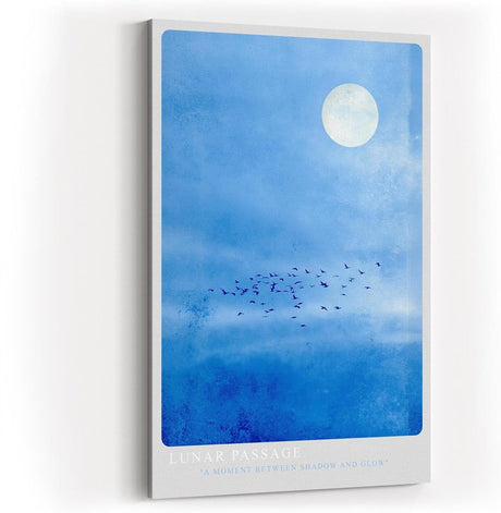 Paul Sinus Wandbild in 40x60cm Vogelschwarm vor hellem Vollmond auf blauem Himmel