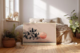 Paul Sinus Wandbild 120x80cm Vogelschwarm vor roter Sonne moderne Landschaft Illustration minimalistische Naturkunst schwarz beige stilvolle