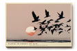 Paul Sinus Wandbild 120x80cm Vogelschwarm vor Sonnenuntergang minimalistische Landschaft Kunst schwarz beige roter Horizont modernes Naturbild stilvolle