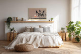 Paul Sinus Wandbild 120x80cm Vogelschwarm vor Sonnenuntergang minimalistische Landschaft Kunst schwarz beige roter Horizont modernes Naturbild stilvolle