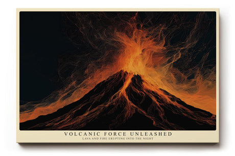 Paul Sinus Wandbild 120x80cm Vulkan Ausbruch dramatische Natur Illustration Lava Feuer Kunstbild mit intensiven Farben moderne Wanddekoration für Wohnzimmer Büro Atelier
