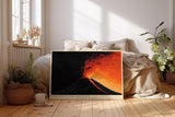 Paul Sinus Wandbild 120x80cm Vulkan Ausbruch dramatische Natur Landschaft Feuer Lava moderne Naturkunst Kunstdruck Wanddekoration fuer Wohnzimmer Büro
