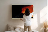 Paul Sinus Wandbild 120x80cm Vulkan Ausbruch dramatische Natur Landschaft Feuer Lava moderne Naturkunst Kunstdruck Wanddekoration fuer Wohnzimmer Büro