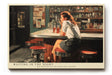 Paul Sinus Wandbild Waiting in the Night – Frau an einer Bar im warmen Licht symbolisiert Nachdenklichkeit, Einsamkeit und urbane Melancholie