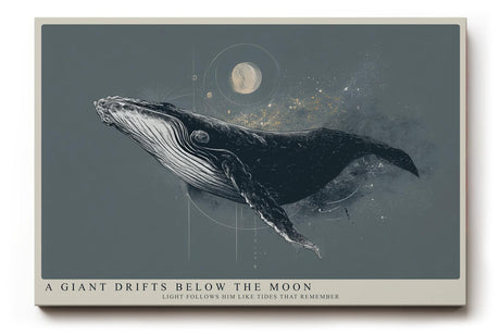 Paul Sinus Wandbild 120x80cm Wal unter dem Mond moderne maritime Illustration mit kosmischer Stimmung