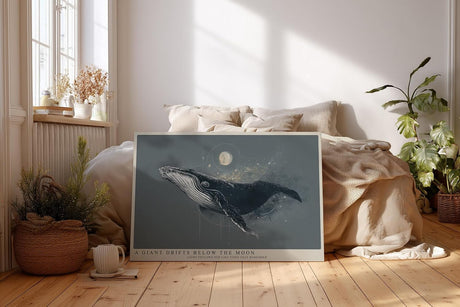 Paul Sinus Wandbild 120x80cm Wal unter dem Mond moderne maritime Illustration mit kosmischer Stimmung