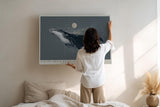 Paul Sinus Wandbild 120x80cm Wal unter dem Mond moderne maritime Illustration mit kosmischer Stimmung