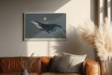 Paul Sinus Wandbild 120x80cm Wal unter dem Mond moderne maritime Illustration mit kosmischer Stimmung