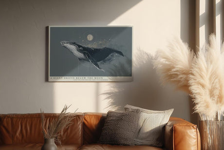 Paul Sinus Wandbild 120x80cm Wal unter dem Mond moderne maritime Illustration mit kosmischer Stimmung