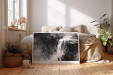 Paul Sinus Wandbild 120x80cm Wasserfall abstrakte Landschaft schwarz weiss moderne Naturkunst Leinwand Wanddekoration kraftvolles Naturmotiv fuer Wohnzimmer Büro