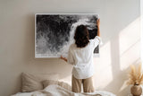 Paul Sinus Wandbild 120x80cm Wasserfall abstrakte Landschaft schwarz weiss moderne Naturkunst Leinwand Wanddekoration kraftvolles Naturmotiv fuer Wohnzimmer Büro