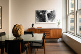 Paul Sinus Wandbild 120x80cm Wasserfall abstrakte Landschaft schwarz weiss moderne Naturmalerei minimalistisches Kunstbild stilvolle Wanddekoration fuer Wohnzimmer Büro