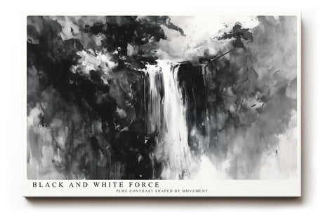Paul Sinus Wandbild 120x80cm Wasserfall abstrakte Landschaft schwarz weiss moderne Naturmalerei minimalistisches Kunstbild stilvolle Wanddekoration fuer Wohnzimmer Büro