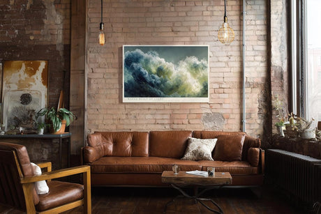 Paul Sinus Wandbild 120x80cm Waves Built of Light Abstrakte Meereswellen Kunst in Blau und Gruen Modernes Ozean Wandbild 120x80cm fuer Wohnzimmer Schlafzimmer und Büro