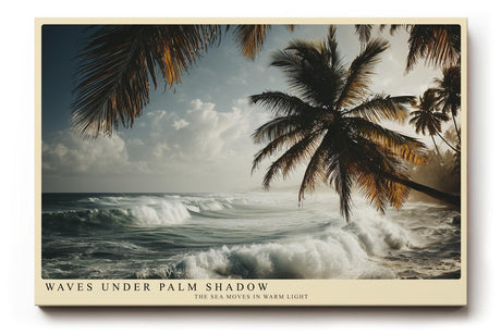 Paul Sinus Wandbild 120x80cm Waves Under Palm Shadow tropischer Strand mit Palmen und Wellen Natur Landschaft Poster für Wohnzimmer Schlafzimmer Büro