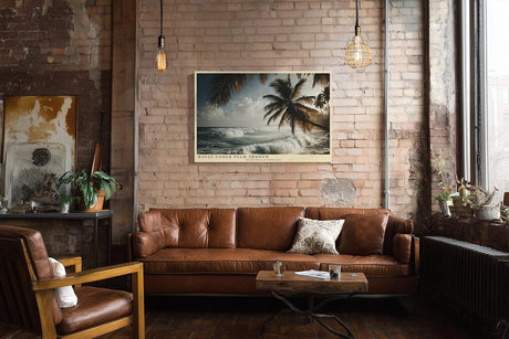 Paul Sinus Wandbild 120x80cm Waves Under Palm Shadow tropischer Strand mit Palmen und Wellen Natur Landschaft Poster für Wohnzimmer Schlafzimmer Büro