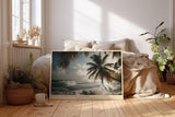Paul Sinus Wandbild 120x80cm Waves Under Palm Shadow tropischer Strand mit Palmen und Wellen Natur Landschaft Poster für Wohnzimmer Schlafzimmer Büro