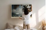 Paul Sinus Wandbild 120x80cm Waves Under Palm Shadow tropischer Strand mit Palmen und Wellen Natur Landschaft Poster für Wohnzimmer Schlafzimmer Büro