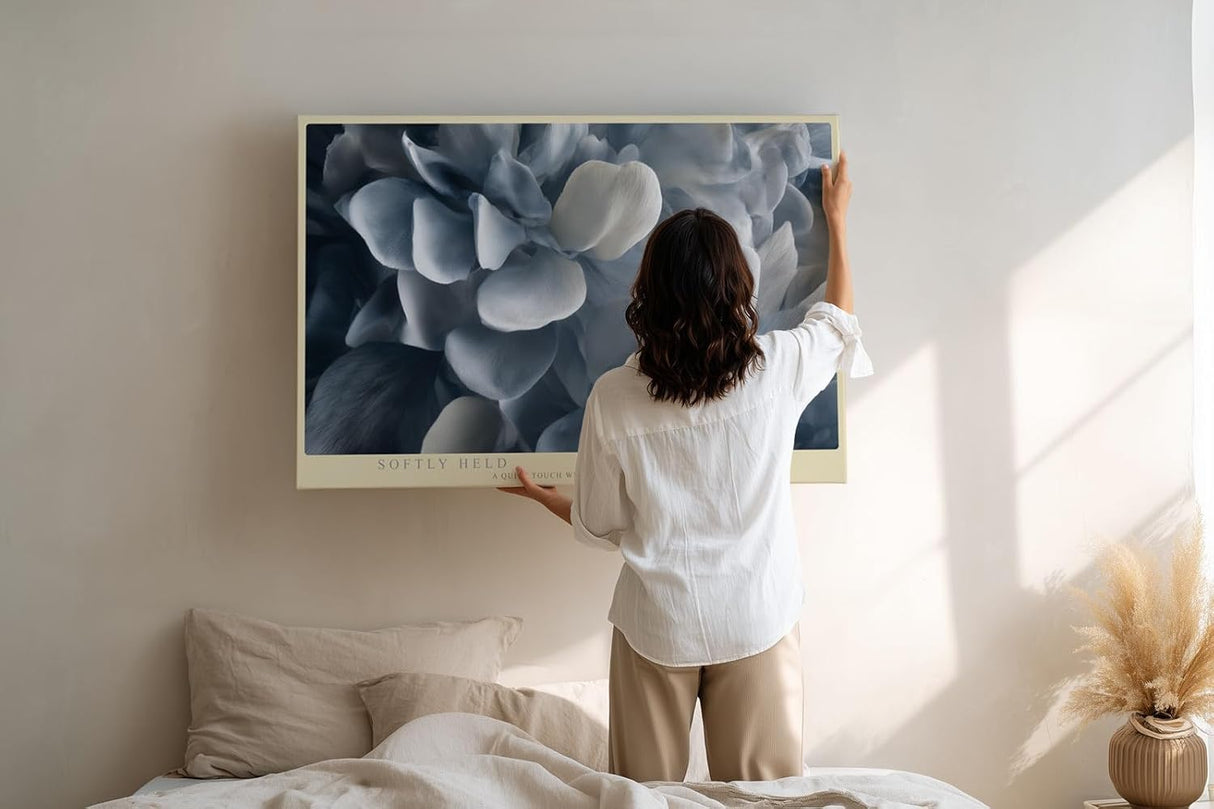 Paul Sinus Wandbild 120x80cm weiche Blumen Nahaufnahme graue Blueten moderne florale Kunst elegante Wanddekoration fuer Wohnzimmer Büro