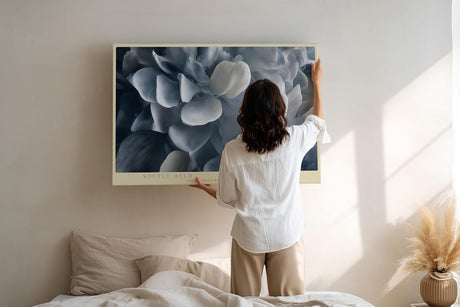 Paul Sinus Wandbild 120x80cm weiche Blumen Nahaufnahme graue Blueten moderne florale Kunst elegante Wanddekoration fuer Wohnzimmer Büro