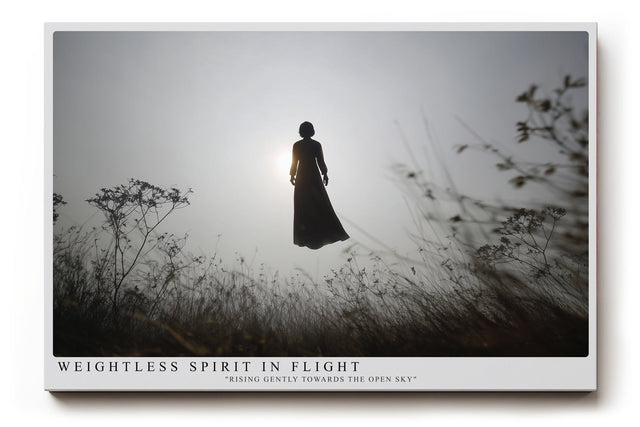 Paul Sinus Wandbild Weightless Spirit in Flight – Schwebende Figur im Gegenlicht – Poetisches Wandbild mit spiritueller Tiefe und minimalistischer Kraft.