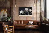 Paul Sinus Wandbild 120x80cm weisse Blueten auf dunklem Hintergrund elegante Blumenfotografie moderne florale Wanddekoration fuer Wohnzimmer Büro