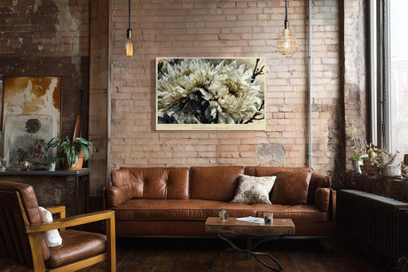 Paul Sinus Wandbild 120x80cm weisse Blueten elegante Blumenmalerei moderne florale Kunst Leinwand Wanddekoration stilvolles Blumenmotiv fuer Wohnzimmer