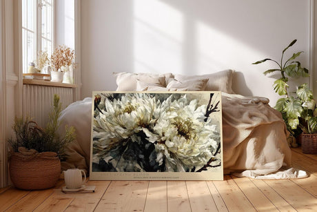 Paul Sinus Wandbild 120x80cm weisse Blueten elegante Blumenmalerei moderne florale Kunst Leinwand Wanddekoration stilvolles Blumenmotiv fuer Wohnzimmer