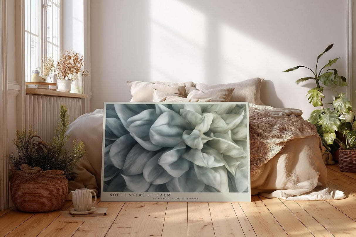Paul Sinus Wandbild 120x80cm weisse Blume Makro modern minimalistisch Kunstdruck grosses Kunstbild elegante Wanddekoration fuer Wohnzimmer Büro Flur